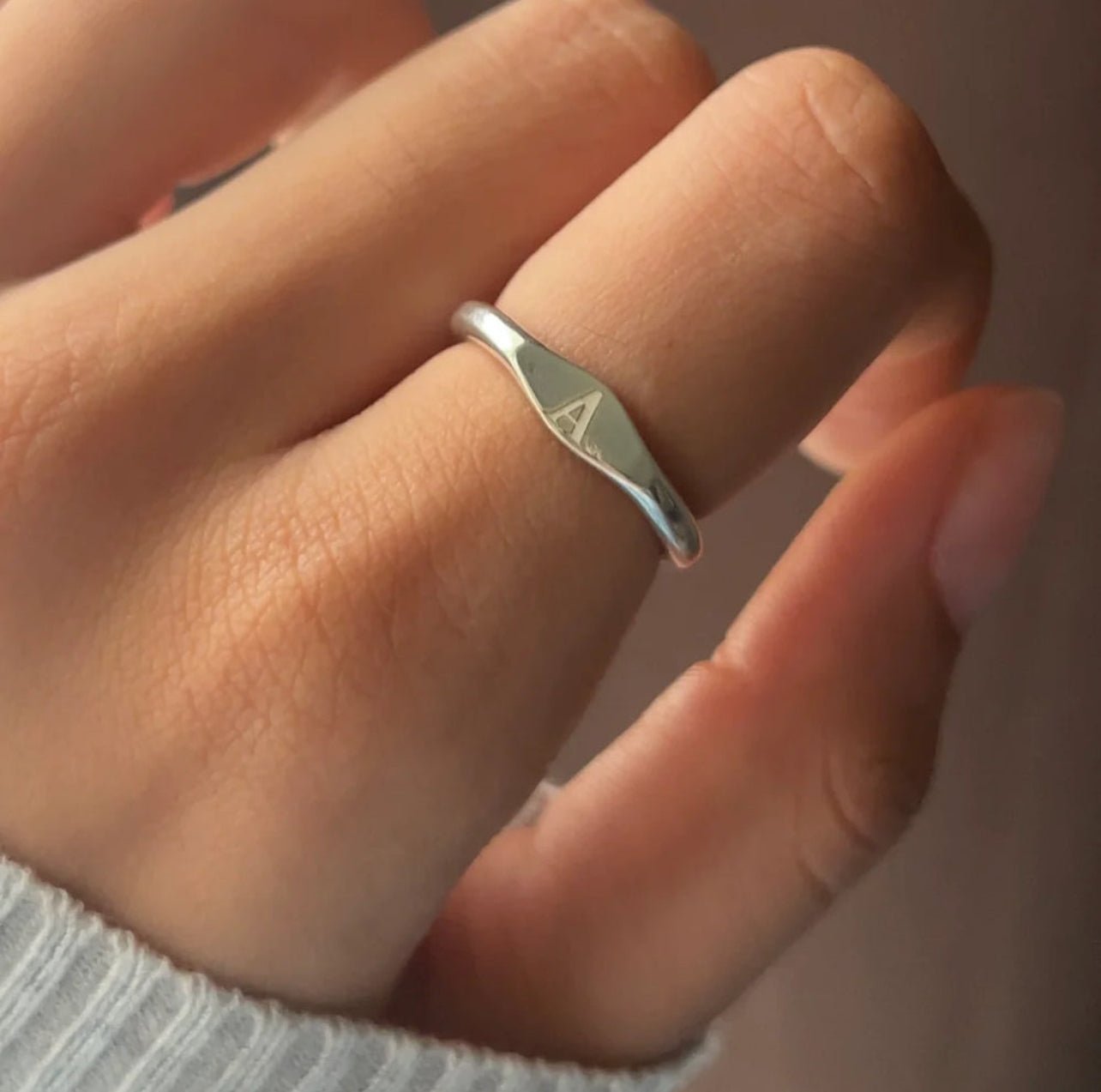 92.5 silver Initial Name ring - Silver Box Original