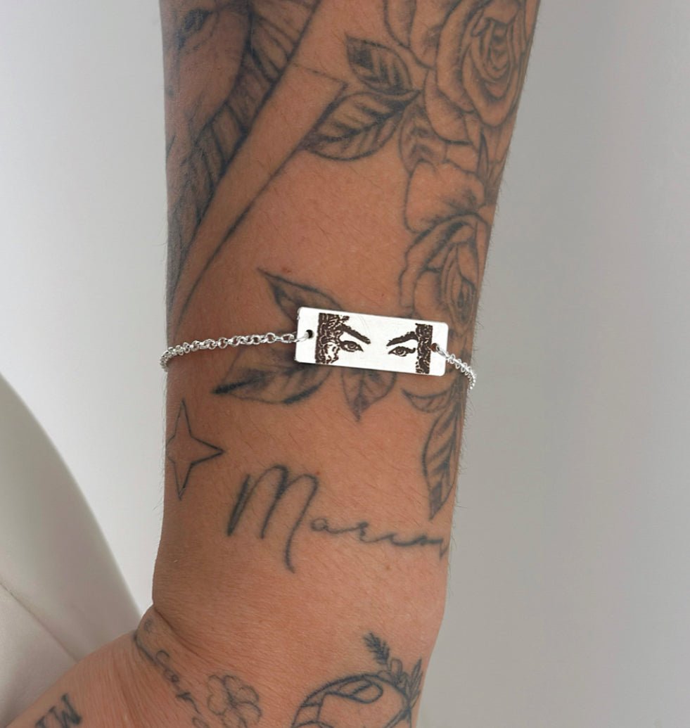 Eye Customize Photo Bracelet 92.5 Silver Necklace For Him & her - Silver Box Original