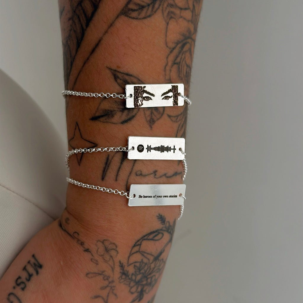 Eye Customize Photo Bracelet 92.5 Silver Necklace For Him & her - Silver Box Original