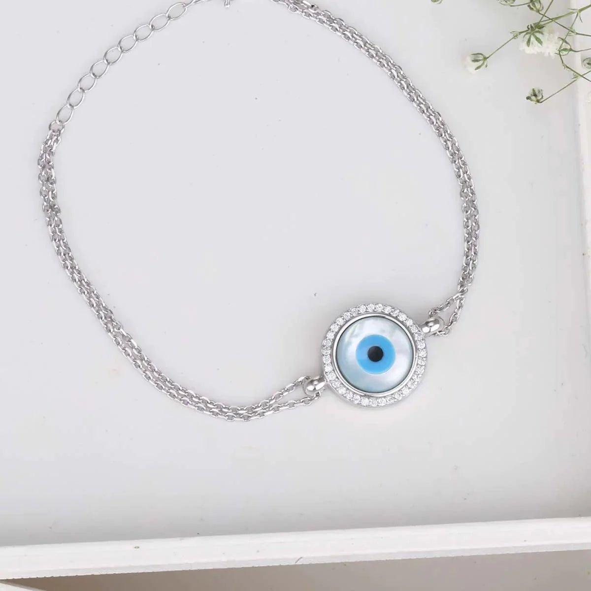 Silver Box Original 925 Silver Believe Circle Evil Eye Silver Bracelet - Silver Box Original