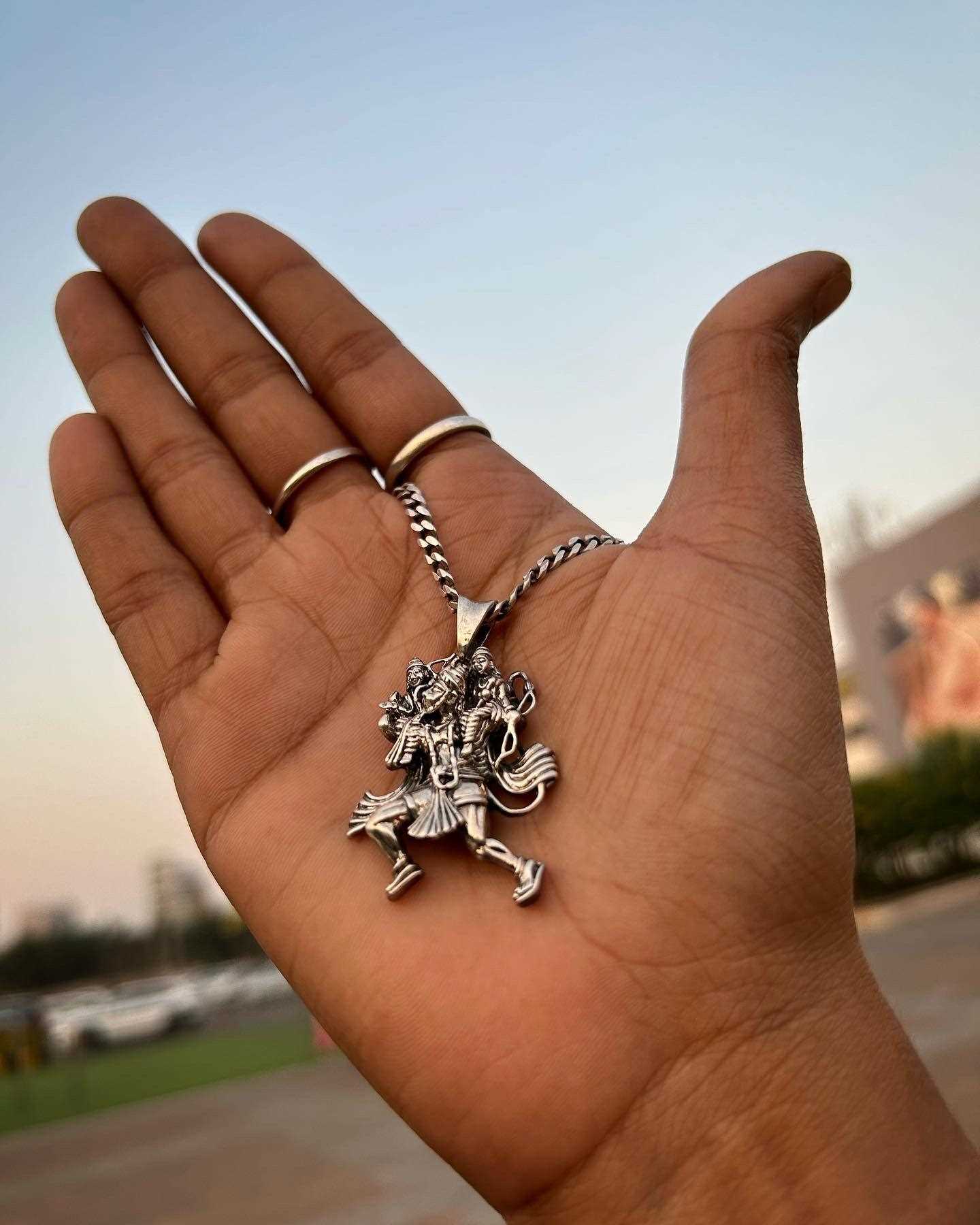 Silver Box Original 925 Silver Lord Hanuman with Ram Laxman Locket - Silver Box Original