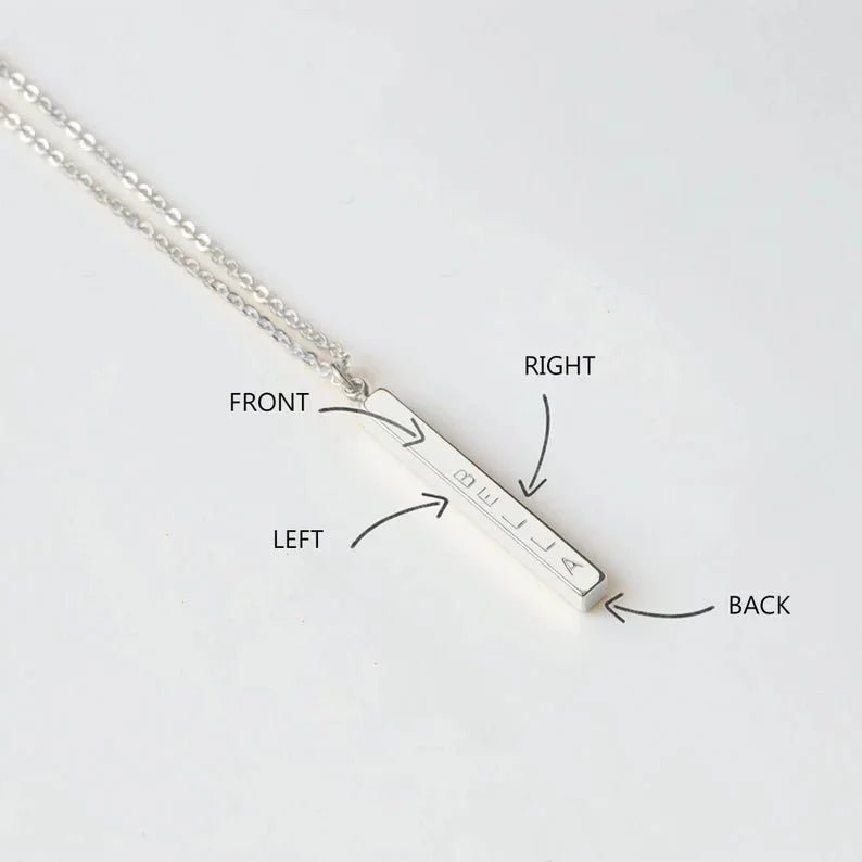 Silver Box Original 925 Silver Vertical 3D Bar Necklace - Silver Box Original