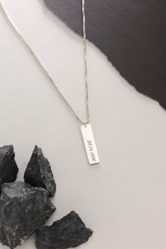 Silver Box Original 925 Sterling Silver Engraved Custom Necklace for Men - Silver Box Original