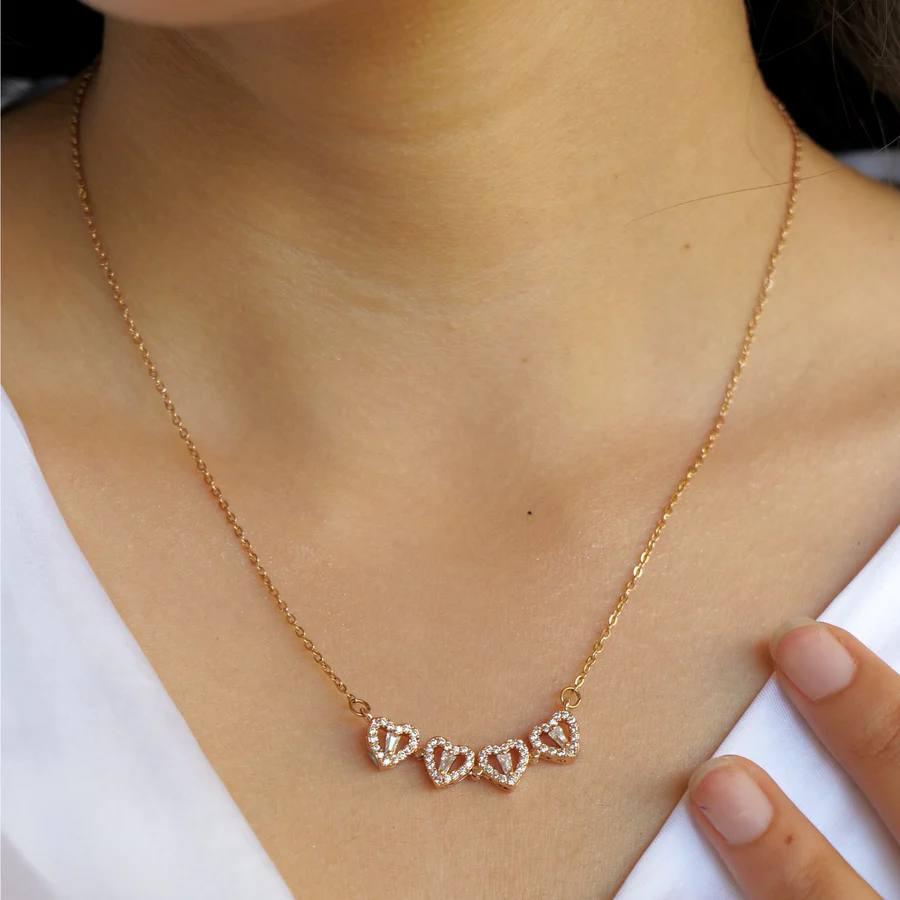 Silver box Original Rose Gold Plated 925 Silver Clover Necklace - Silver Box Original