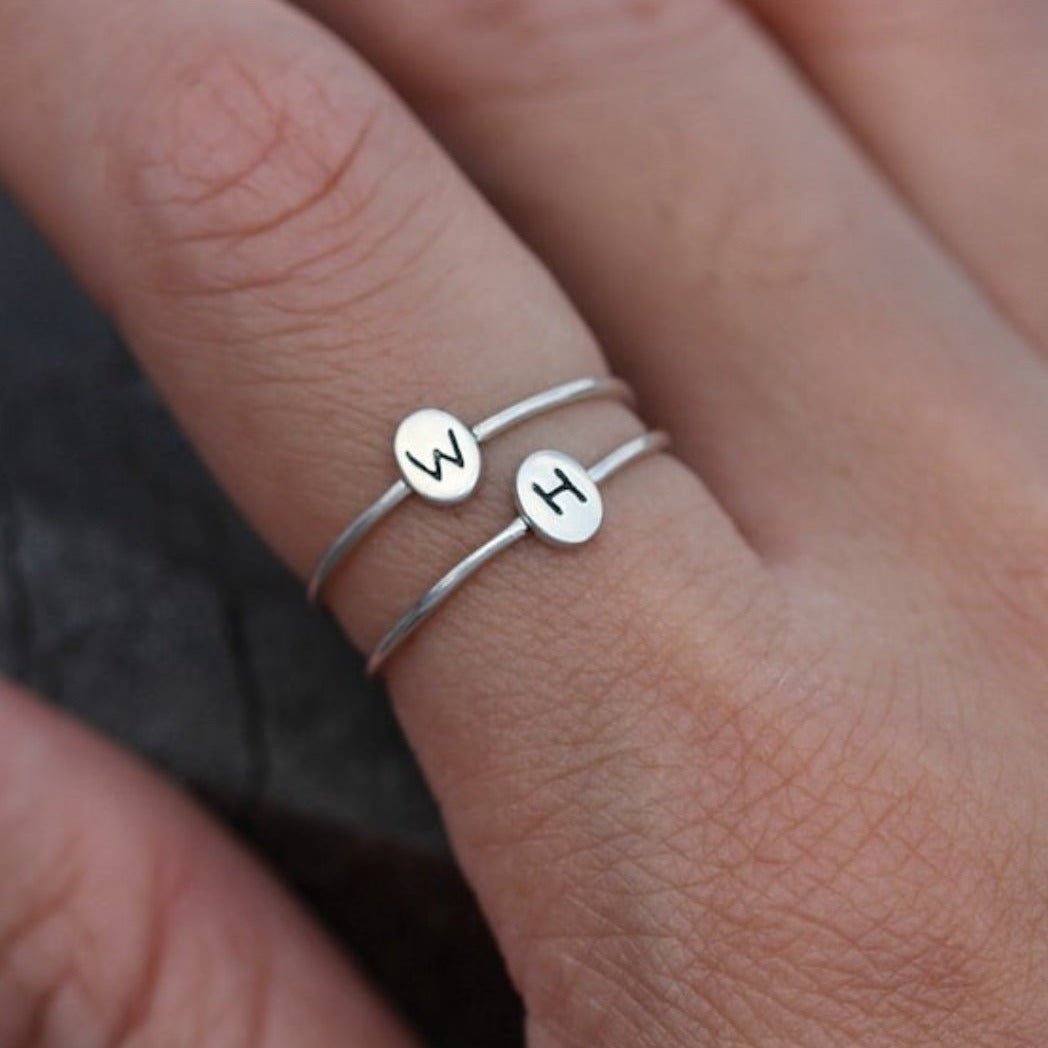 Your Story, Your Style: 925 Silver Custom Initials Rings - Silver Box Original